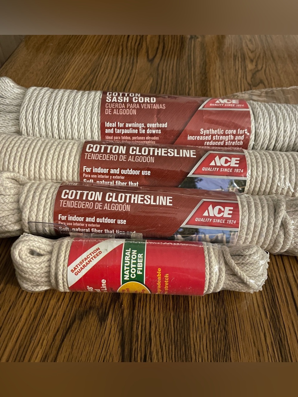 New 4-pack Mixed Lot Cotton Braided Cord Sash Cord Clothesline Mason Line Craft